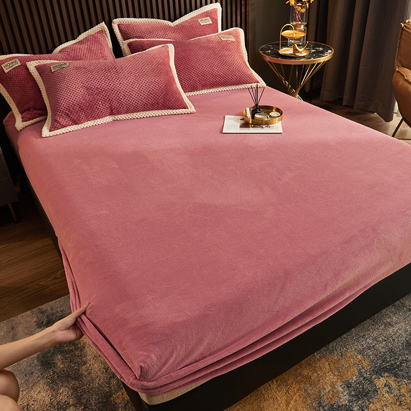 Soild Elegand Bed Sheet Set Flannel Fitted Sheet for Bedroom