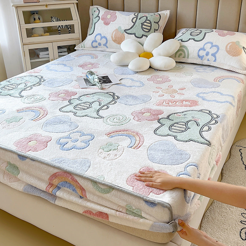 Animal Print Super Soft Modern Fitted Flannel Sheet for Bedroom