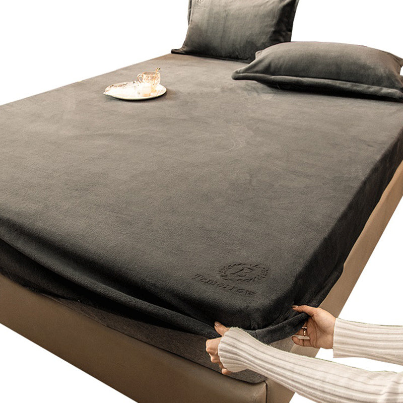 Soild Bed Sheet Set Flannel Super-soft Standard Fitted Sheet