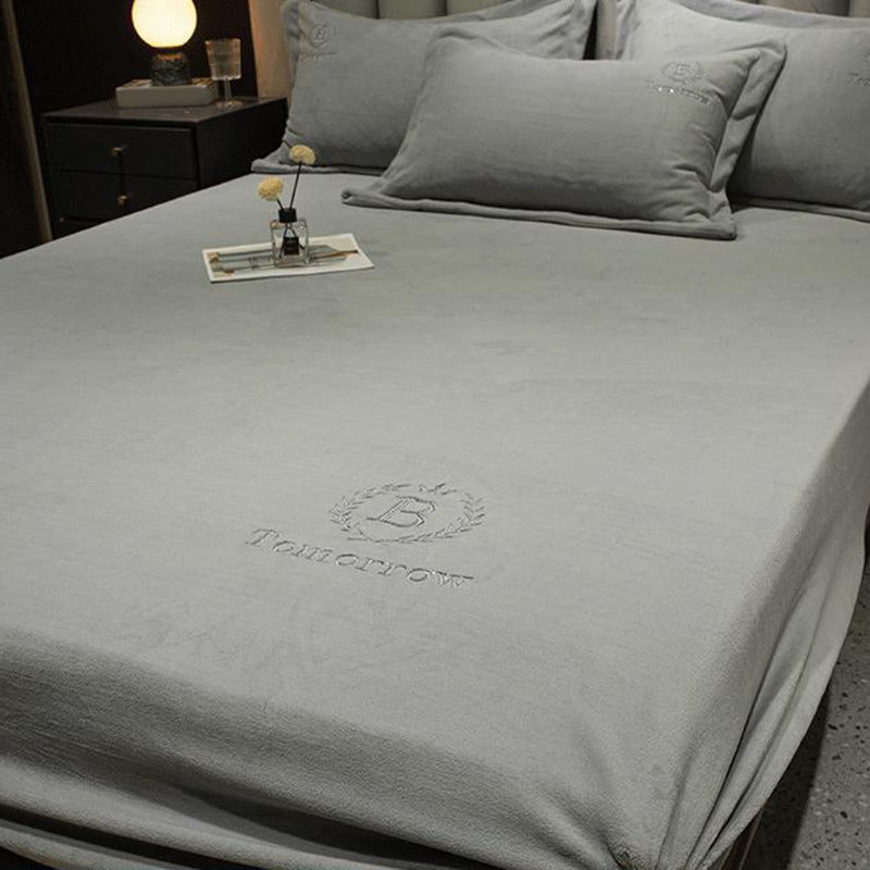 Soild Bed Sheet Set Flannel Super-soft Standard Fitted Sheet