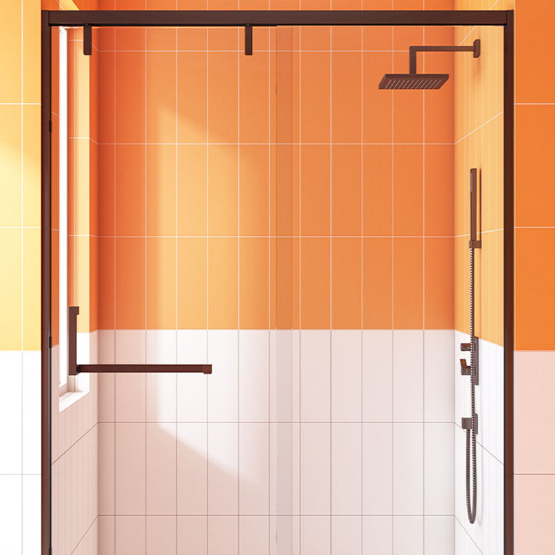 Narrow Edge Semi Frameless Shower Door Tempered Glass Single Sliding Shower Door