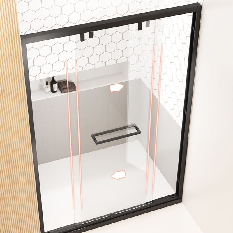 Narrow Edge Semi Frameless Shower Door Tempered Glass Double Sliding Shower Door