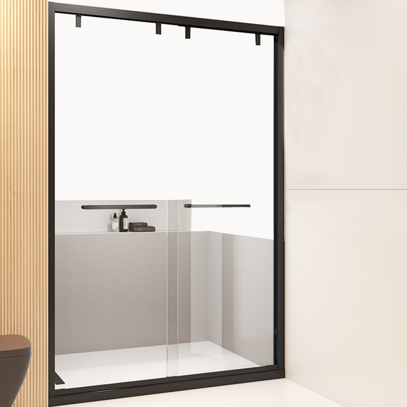 Narrow Edge Semi Frameless Shower Door Tempered Glass Double Sliding Shower Door