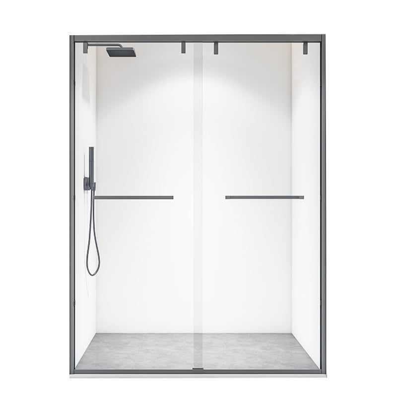 Bypass Semi Frameless Shower Door Tempered Glass Shower Door in Black