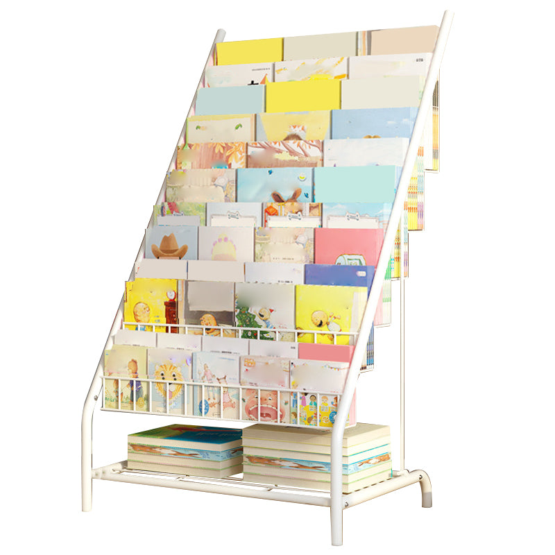 Contemporary Metal Freestanding Kids Bookcase Closed Back Book Display