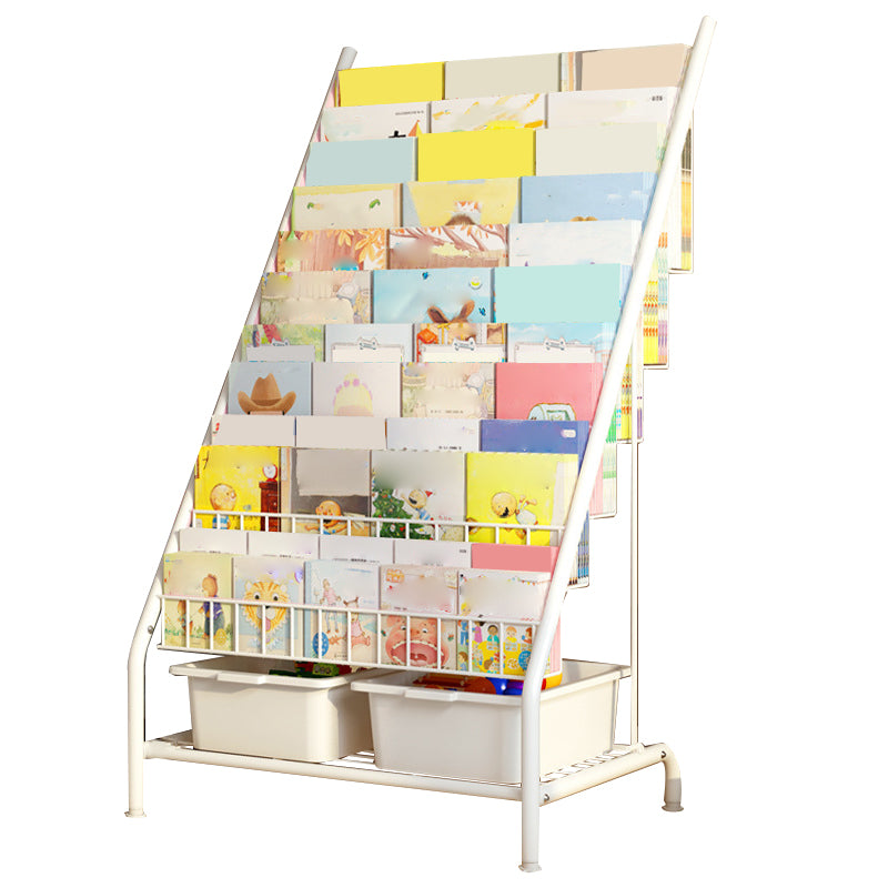 Contemporary Metal Freestanding Kids Bookcase Closed Back Book Display