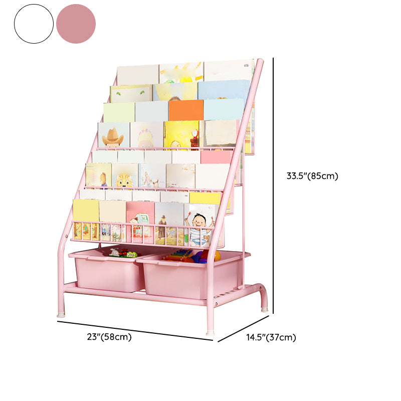 Contemporary Metal Freestanding Kids Bookcase Closed Back Book Display