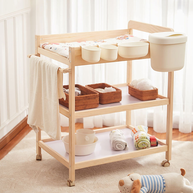 Shelf Changing Table Wooden Flat Top Baby Changing Table with Storage