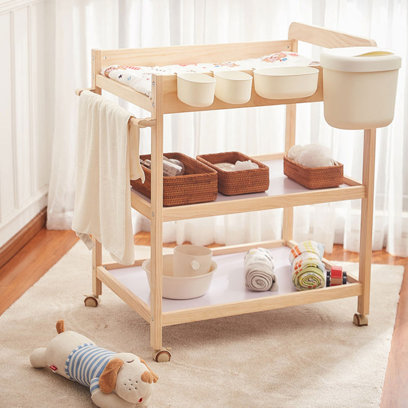 Shelf Changing Table Wooden Flat Top Baby Changing Table with Storage