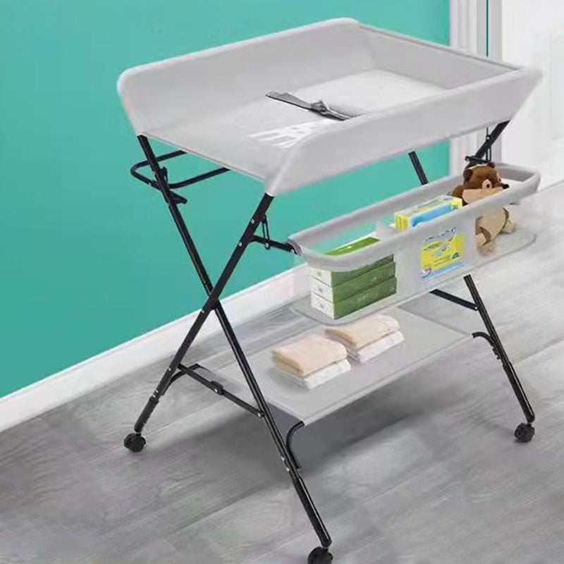 Modern Metal Baby Changing Table Flat Top Changing Table With Safety Rails