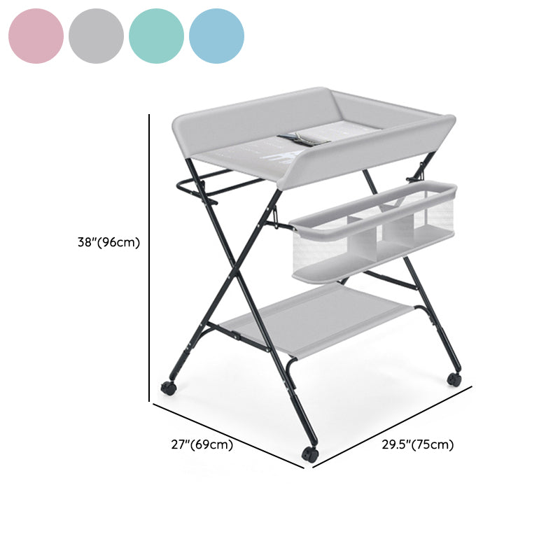 Modern Metal Baby Changing Table Flat Top Changing Table With Safety Rails