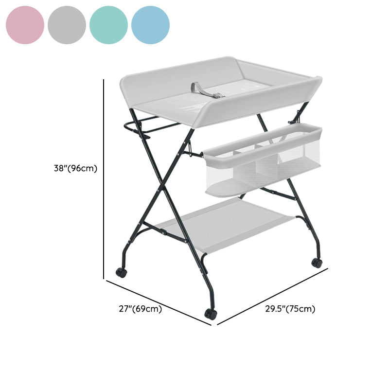 Modern Metal Baby Changing Table Flat Top Changing Table With Safety Rails