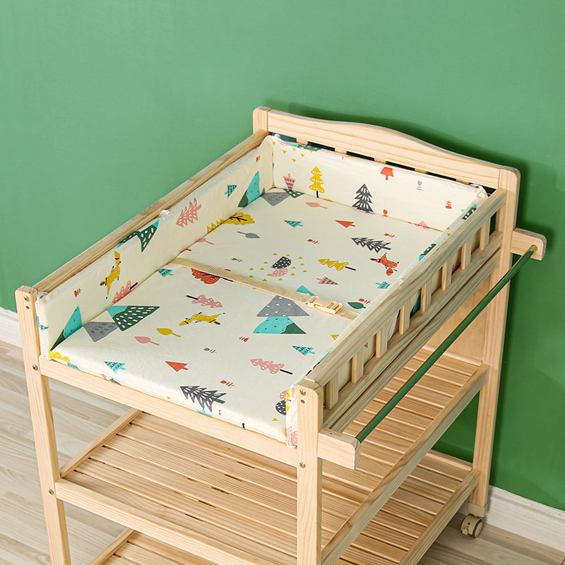 Modern Changing Table with Safety Rails, Wooden Baby Changing Table