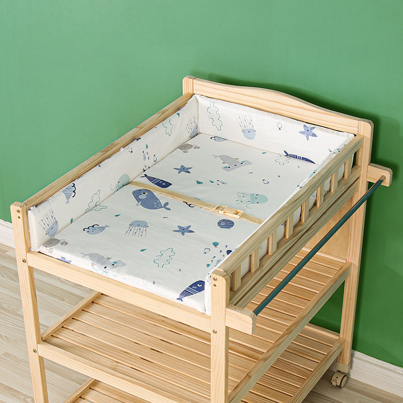 Modern Changing Table with Safety Rails, Wooden Baby Changing Table