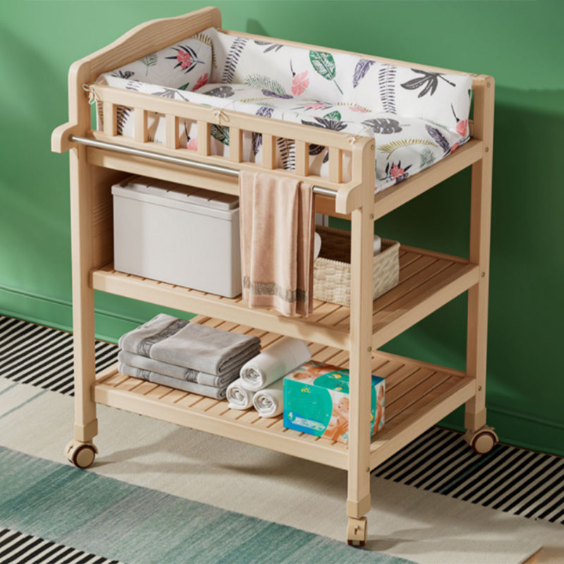 Modern Changing Table with Safety Rails, Wooden Baby Changing Table