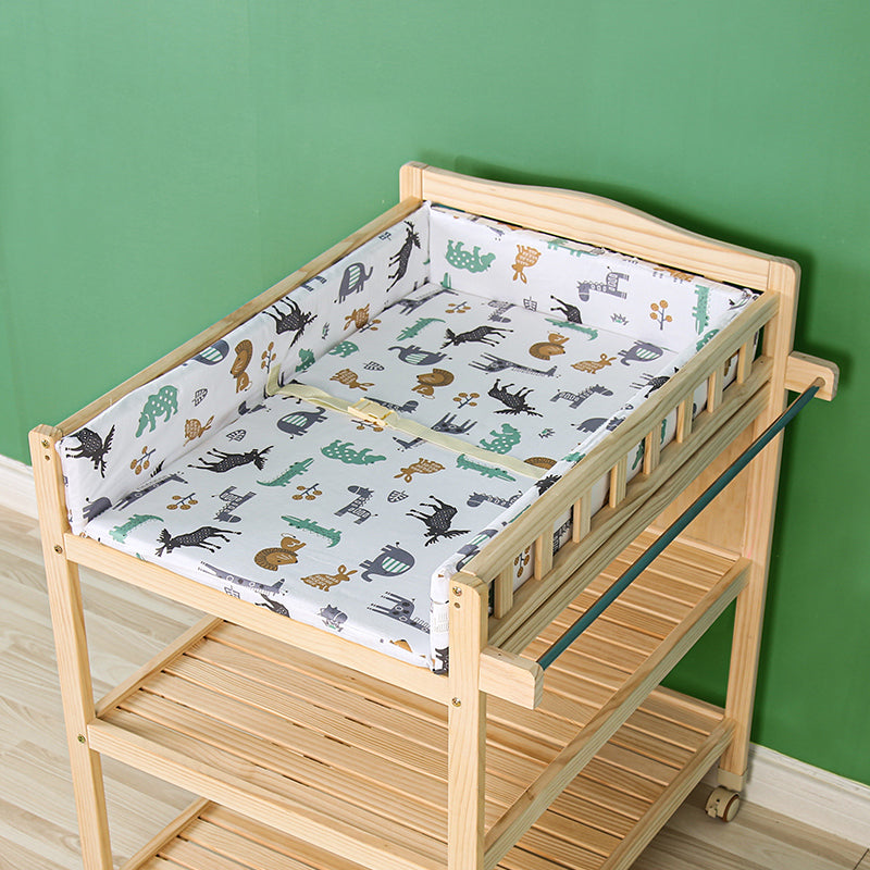 Modern Changing Table with Safety Rails, Wooden Baby Changing Table