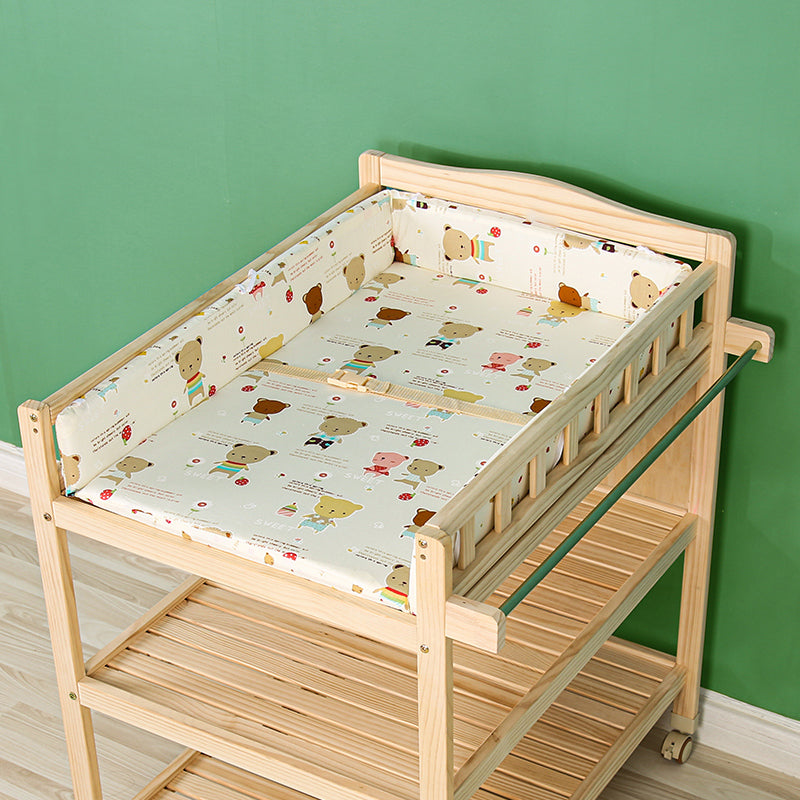 Modern Changing Table with Safety Rails, Wooden Baby Changing Table