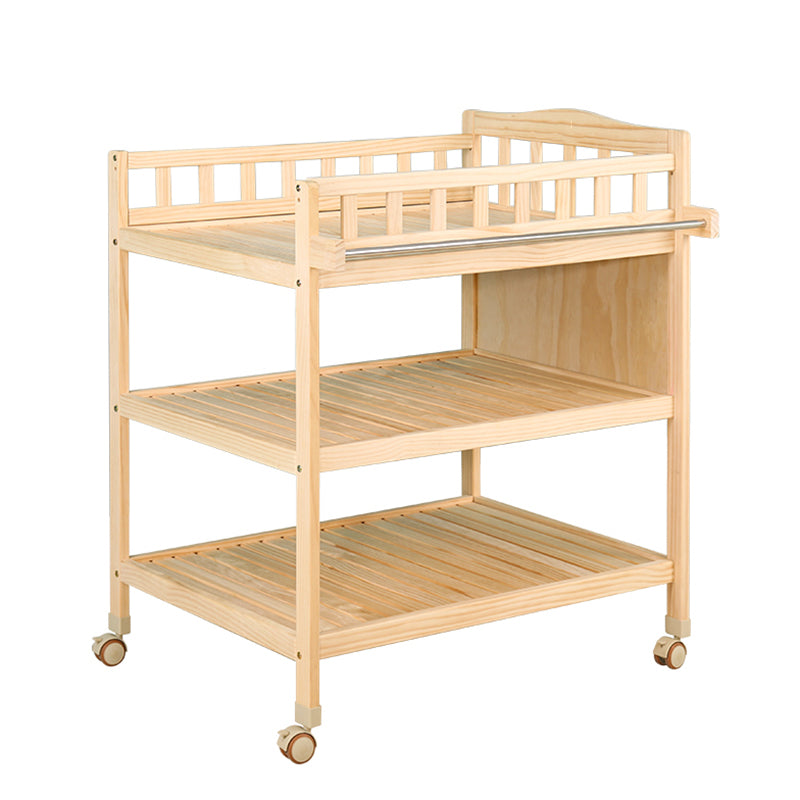 Modern Changing Table with Safety Rails, Wooden Baby Changing Table