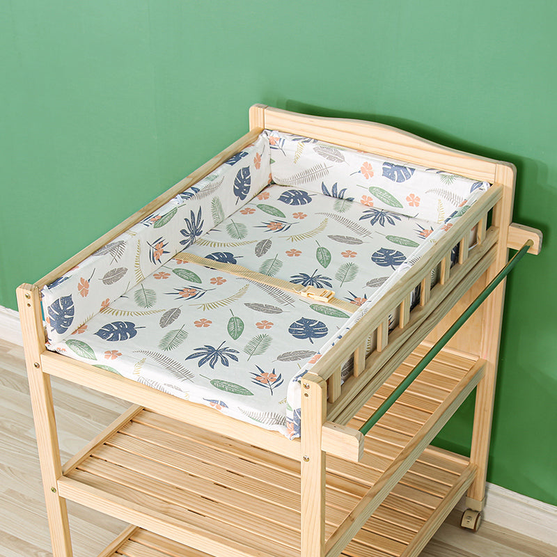 Modern Changing Table with Safety Rails, Wooden Baby Changing Table