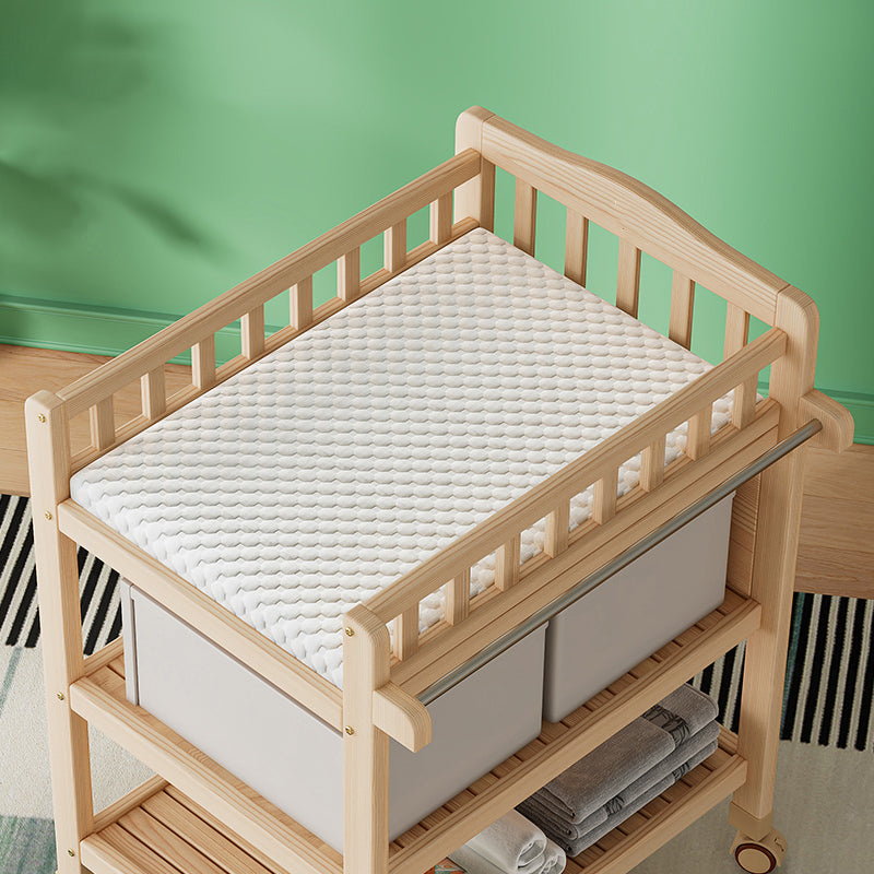 Modern Changing Table with Safety Rails, Wooden Baby Changing Table