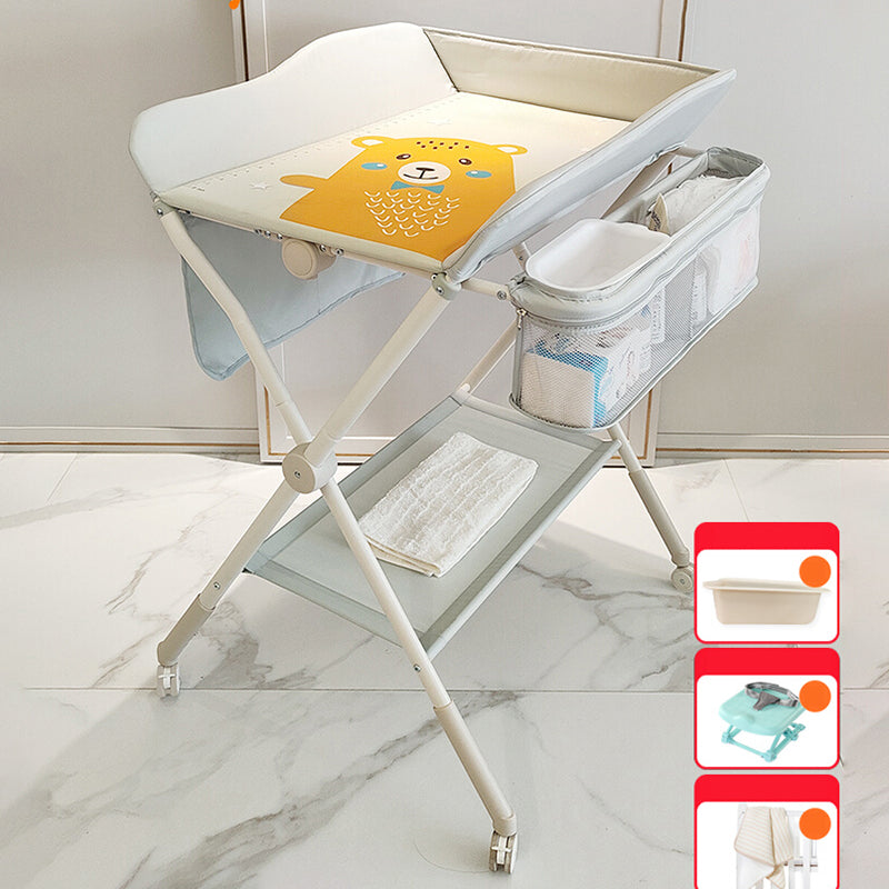 Metal Safety Rails Shelf Baby Changing Table Flat Top Movable Changing Table