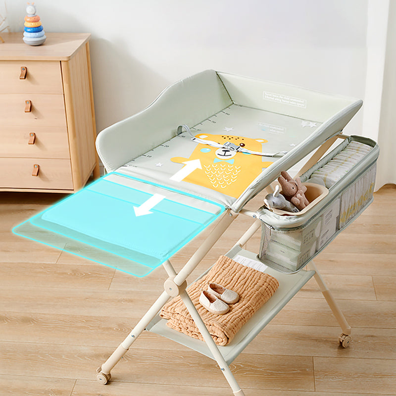 Metal Safety Rails Shelf Baby Changing Table Flat Top Movable Changing Table