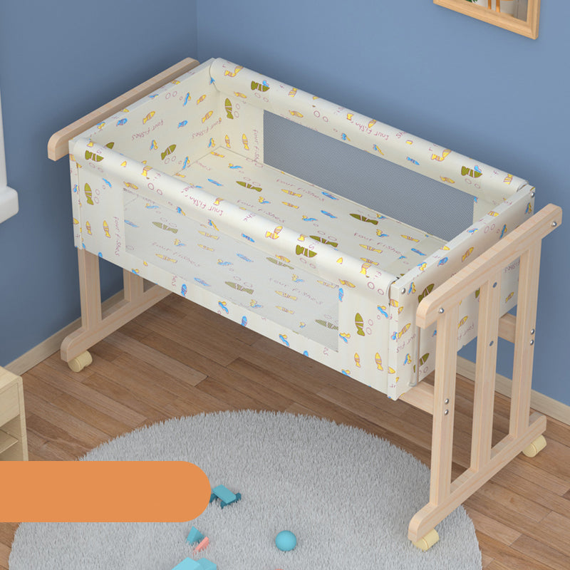 Solid Wood Rectangle Crib Cradle Upholstered Crib Cradle for Baby