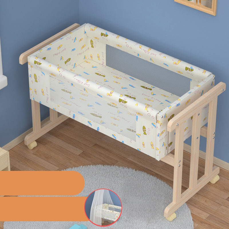 Solid Wood Rectangle Crib Cradle Upholstered Crib Cradle for Baby