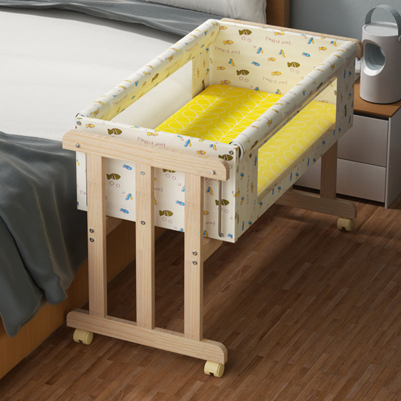 Solid Wood Rectangle Crib Cradle Upholstered Crib Cradle for Baby