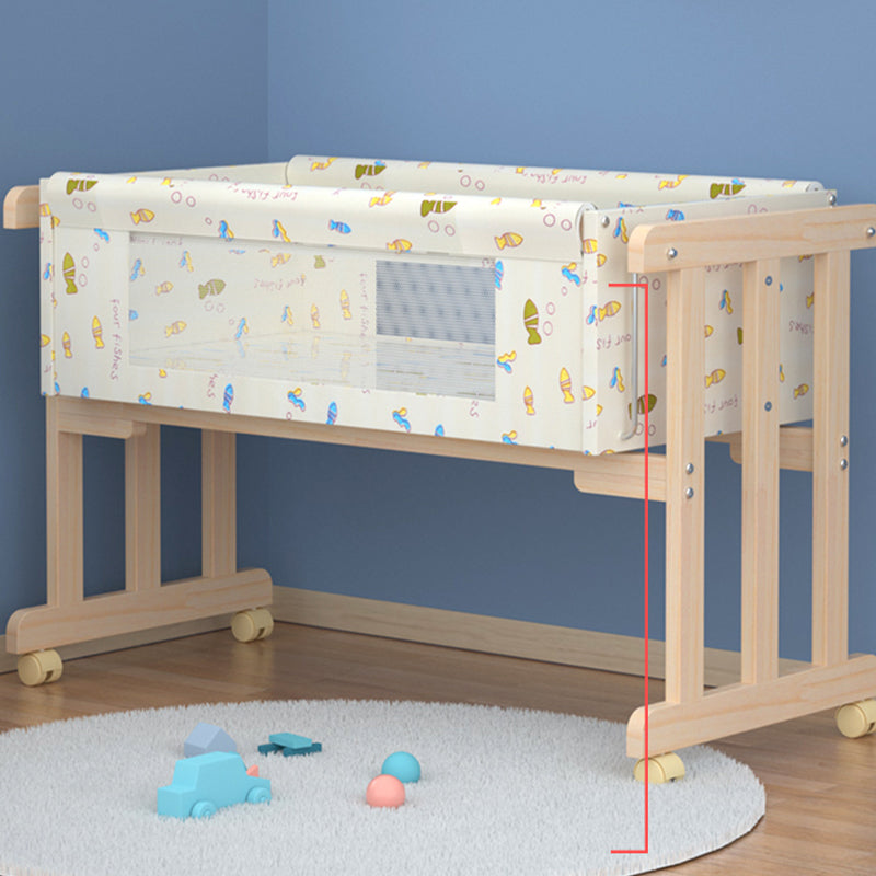 Solid Wood Rectangle Crib Cradle Upholstered Crib Cradle for Baby