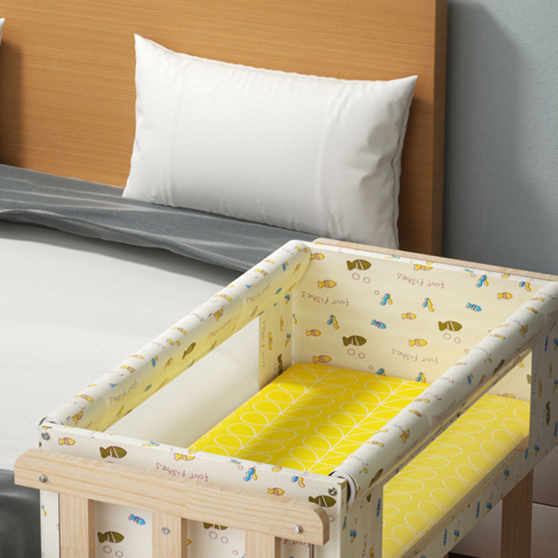 Solid Wood Rectangle Crib Cradle Upholstered Crib Cradle for Baby