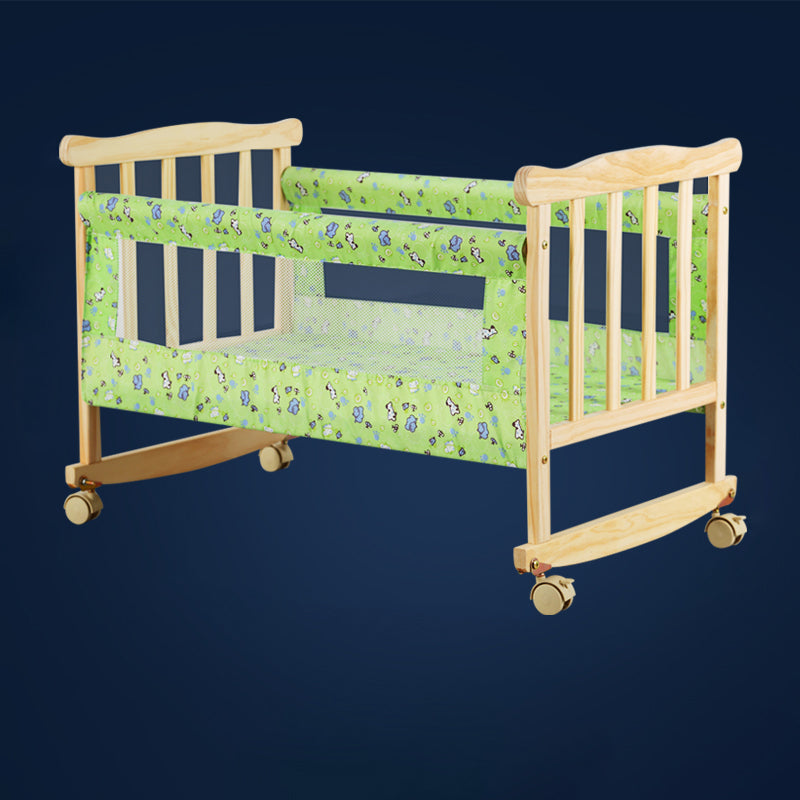 Solid Wood Rectangle Crib Cradle Natural Crib Cradle for Newborn