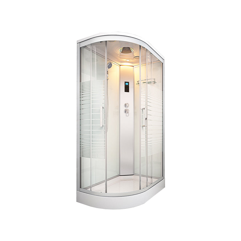 Striped Tempered Glass Shower Stall Framed Shower Stall with Rain Shower