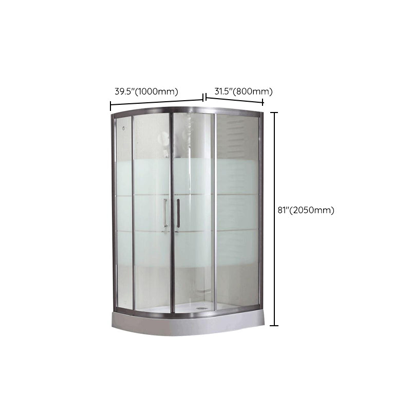 Round Shower Kit Double Sliding Tempered Glass Shower Enclosure