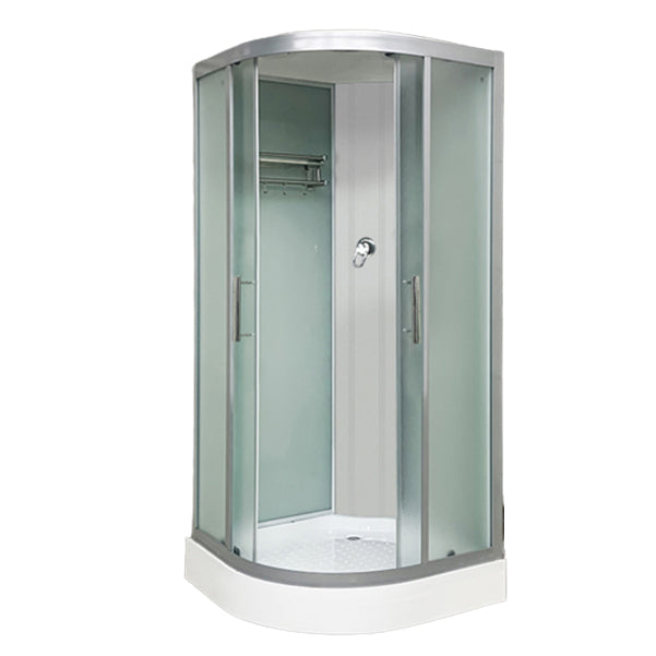 Double Sliding Rounded Shower Stall Frosted Tempered Glass Shower Kit