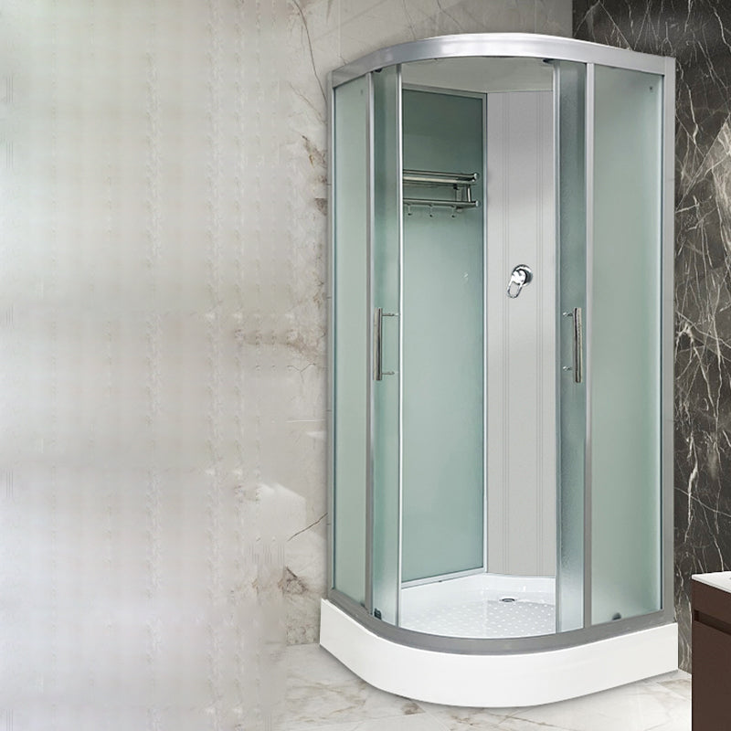 Double Sliding Rounded Shower Stall Frosted Tempered Glass Shower Kit