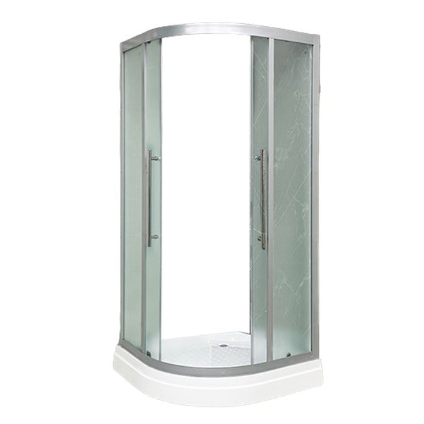 Double Sliding Rounded Shower Stall Frosted Tempered Glass Shower Kit