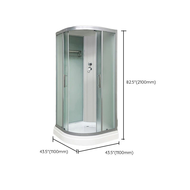 Double Sliding Rounded Shower Stall Frosted Tempered Glass Shower Kit