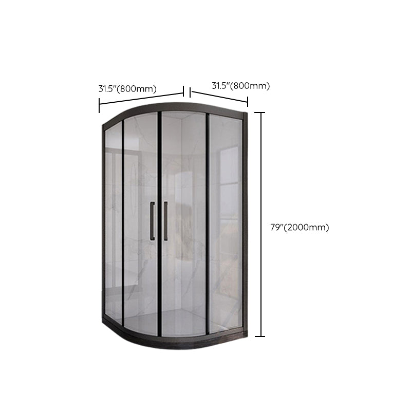 Black 304 Stainless Steel Shower Enclosure Clear Round Shower Stall