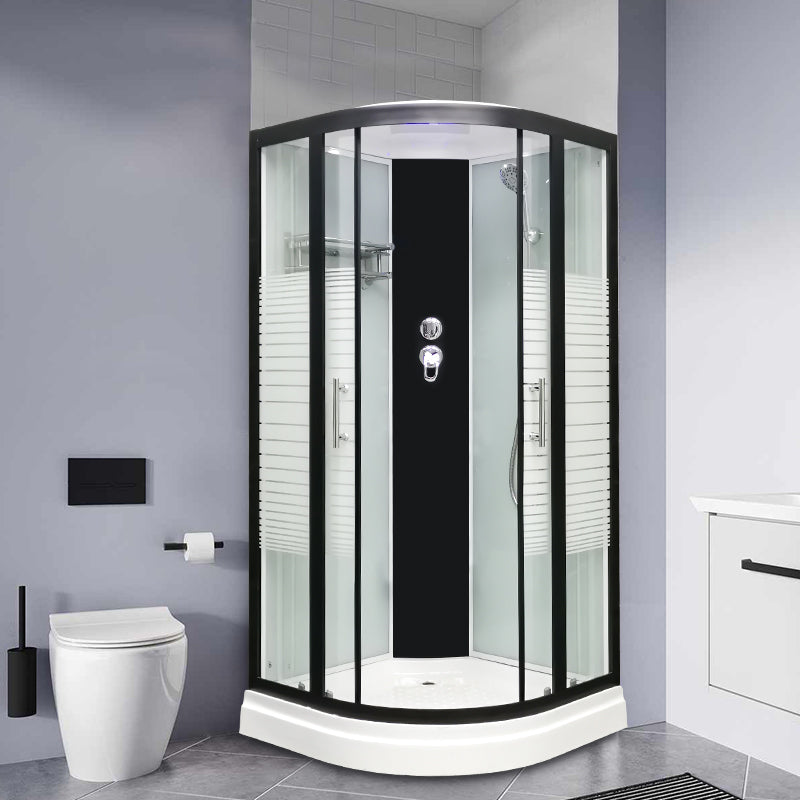 Round Easy Clean Glass Shower Stall Framed Double Sliding Shower Stall