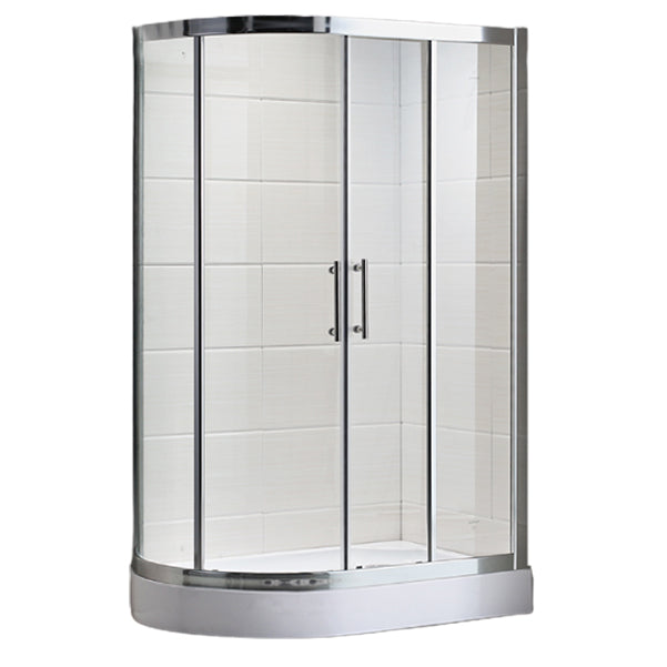 Stainless Steel Frame Finish Shower Kit with Fixed Panel and Door Handle