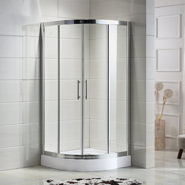 Stainless Steel Frame Finish Shower Kit with Fixed Panel and Door Handle