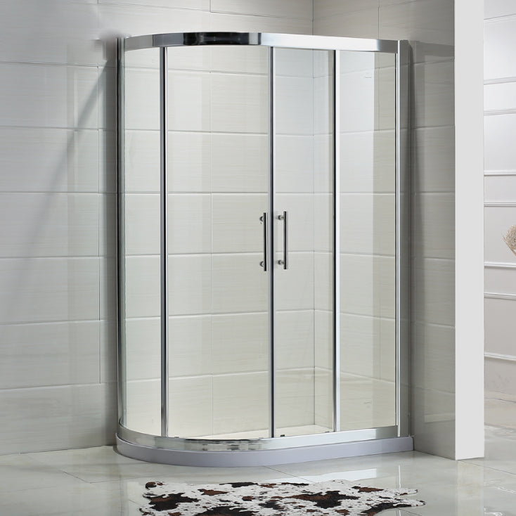 Stainless Steel Frame Finish Shower Kit with Fixed Panel and Door Handle