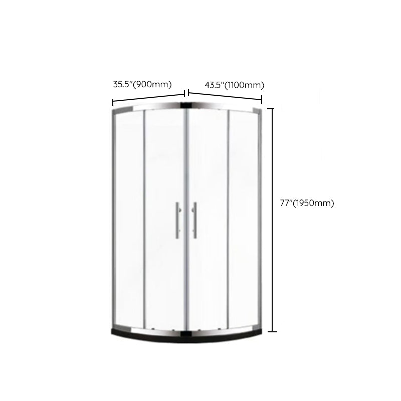 Stainless Steel Frame Tempered Shower Enclosure Round Double Sliding Shower Stall