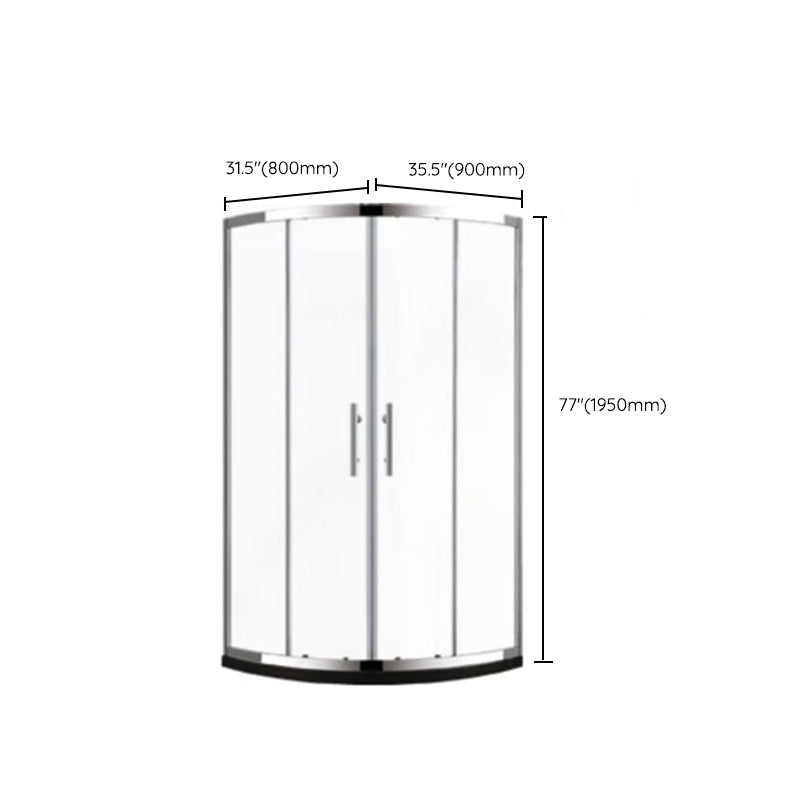 Stainless Steel Frame Tempered Shower Enclosure Round Double Sliding Shower Stall