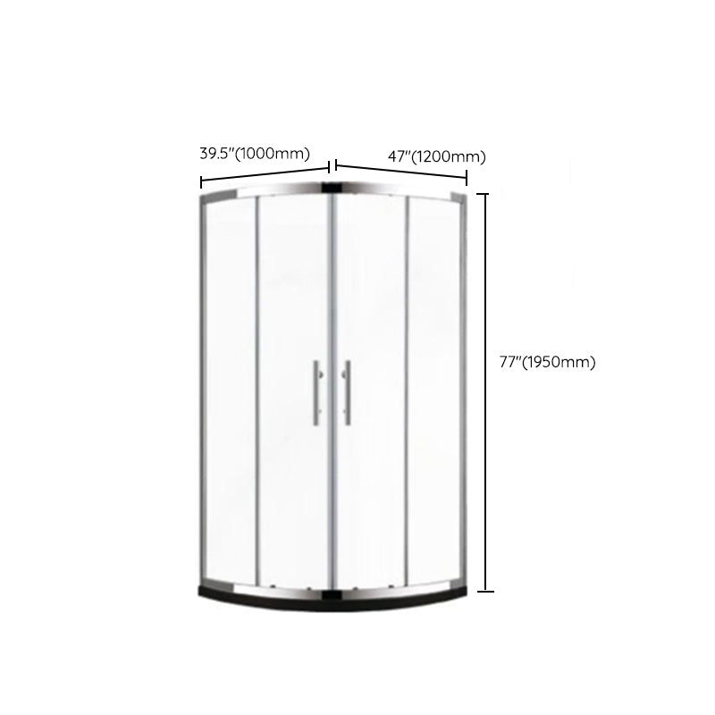 Stainless Steel Frame Tempered Shower Enclosure Round Double Sliding Shower Stall