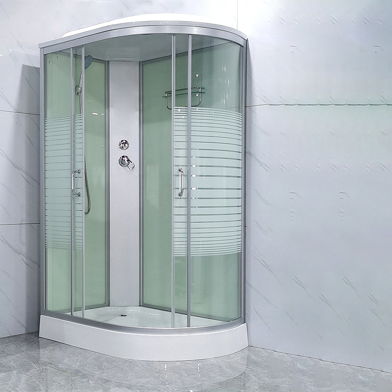 Round Shower Stall Double Sliding Shower Stall with Base Kit