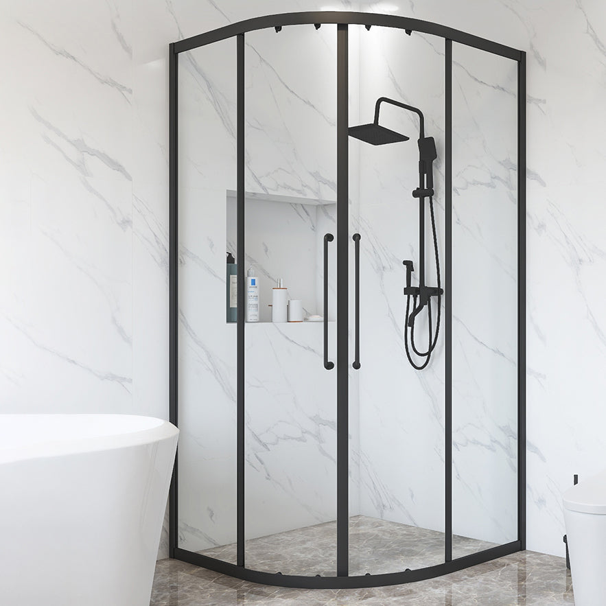 Matt Black Rounded Shower Stall Framed Clear Shower Enclosure