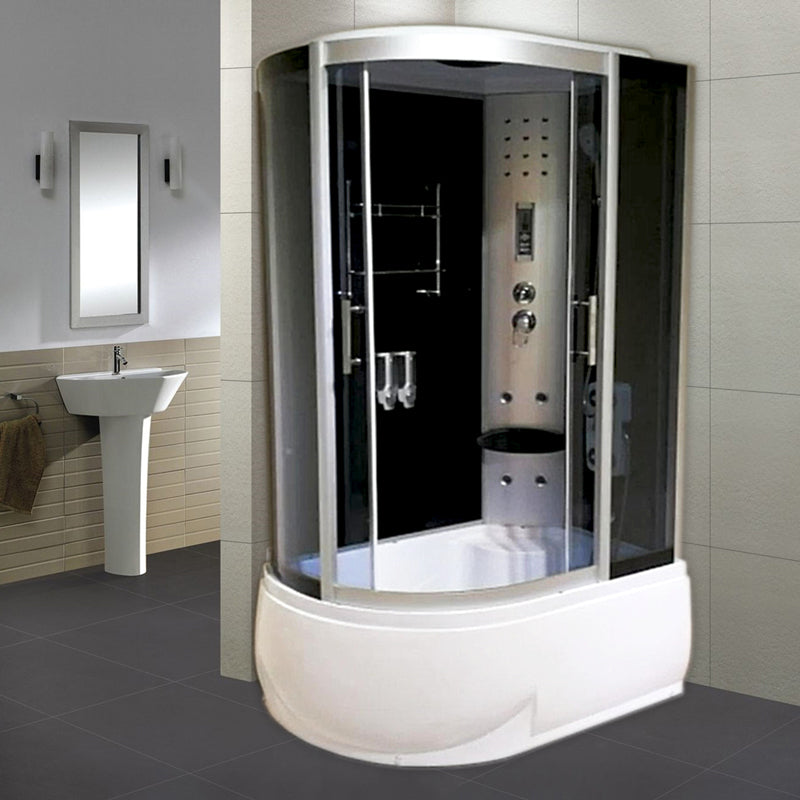 Round Double Sliding Tub & Shower Kit Corner Tempered Glass Tub & Shower Kit