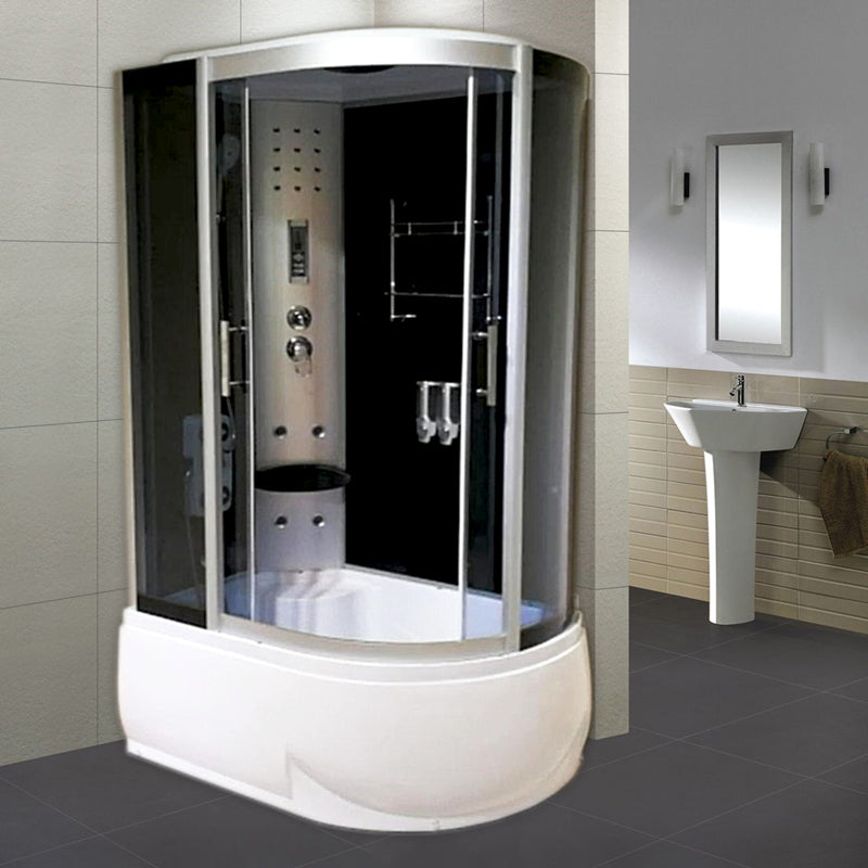 Round Double Sliding Tub & Shower Kit Corner Tempered Glass Tub & Shower Kit